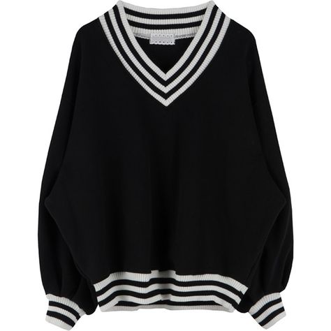 Striped Trim Baggy V-Neck Sweatshirt ($37) ❤ liked on Polyvore featuring tops, hoodies, sweatshirts, sweaters, loose fit tops, loose fitting tops, relaxed fit tops, cut loose tops and baggy tops Long Sleeve Png, Png Tops, Baggy Hoodies, Baggy Jumpers, Top Png, Baggy Sweatshirt, V Neck Sweatshirt, Hoodie Png, Bunny Sweatshirt