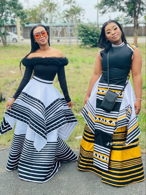 Xhosa Traditional Skirts, Xhosa Skirt, Lobola Dresses, Xhosa Attire For Ladies, Xhosa Traditional Dresses, Xhosa Culture, Chitenge Dresses, Zulu Traditional Attire, Xhosa Traditional Attire