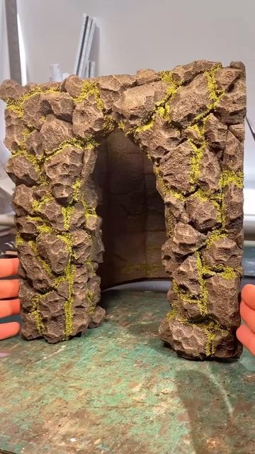 Miniature Model Making on Instagram: "Making a miniature cave entrance!! #miniature #cave #realistic #handmade #build #crafts #reelsart Full build coming soon!" Cave Diorama, Miniature Model Making, Diy Cave, Cave Craft, Felix Cat, Dnd Diy, Cave Entrance, Miniature Things, Kids Projects