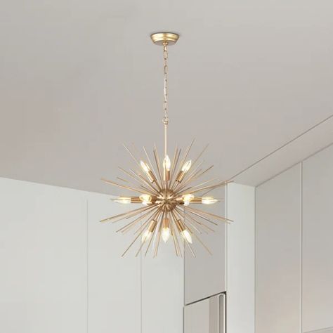 Vanhoose 12 - Light Dimmable Sputnik Sphere Chandelier Starburst Chandelier, Sphere Chandelier, Chandelier Black, Incandescent Light Bulb, Rectangle Chandelier, Chandelier Bedroom, Sputnik Chandelier, Incandescent Lighting, Candelabra Bulbs