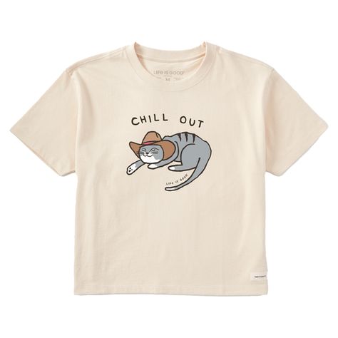 Women's Chill Out Cat Boxy Crusher Tee Joey Rooney, Silly Shirts, Silly Shirt, Fun Shirts, Boxy Tee, Shirts Women, Children In Need, Knit Tees, Help Kids