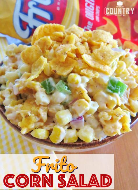 Frito Corn Salad, Chili Cheese Fritos, Cheese Taco, Potato Salads, Corn Salad Recipes, Country Cook, The Country Cook, Green Peppers, Corn Salad