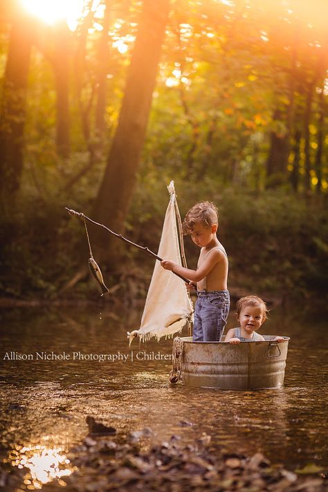 Fun Photoshoot Ideas For Kids, Fishing Photo Shoot, Siblings Photoshoot, Mini Session Themes, Nature Shoot, Toddler Photoshoot, Boy Photo Shoot, Photography Mini Sessions, Mini Ideas