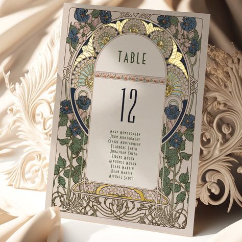 Table Numbers Bougainvillea Navy Blue Gold Wedding Victorian Flourishes, Navy Blue Gold Wedding, Burgundy Gold Wedding, Table Numbers Wedding Elegant, Navy Blue And Gold Wedding, Art Nouveau Wedding, Gold Table Numbers Wedding, Art Deco Fonts, Nouveau Wedding