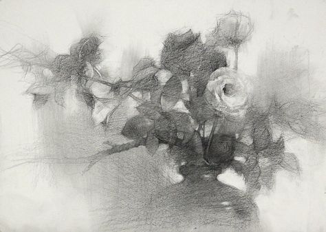 Charcoal Flowers, Realistic Flower Drawing, Plant Sketches, Piskel Art, Nature Sketch, Charcoal Art, Roses Drawing, Unique Drawings, Figure Sketching