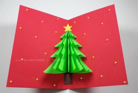 3D Christmas Pop Up Card Tutorial | How To Make Christmas Greeting Card | Christmas Card Ideas Christmas Paper Crafts For Kids, Pop Up Christmas Cards, Christmas Greeting Cards Handmade, 3d Christmas Cards, Library Crafts, Fancy Fold Card Tutorials, Christmas Cards Kids, Christmas Pops, Christmas Tree Decorations Diy