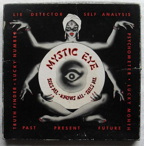 Mystic Eye Vintage 1953 Fortune Teller Game Box Fortune Teller Game, Vintage Fortune Teller, The Lying Detective, Mystic Eye, Wil Wheaton, Eyes Game, Lie Detector, Vintage Board Games, Fortune Telling