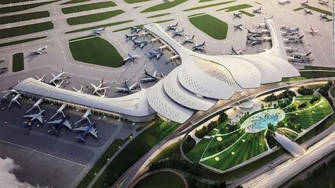 Airport Design, Airports Terminal, Concept Map, Zaha Hadid Architects, Futuristic City, Building Structure, House Architecture Design, Ho Chi Minh City, Ho Chi Minh