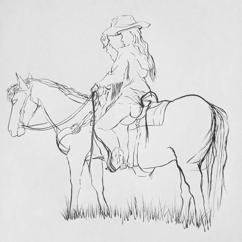 Sketchbook peak of the week! This cowgirl riding on the range. It's been a while since I've tried something like this. I Ned to remember to step out of my comfort zone and tackle something new. I used me kuretake brush pens and simple sketch paper. I really enjoyed the time this took, and I learned so much about what to include and what to leave out. #getsketchbox #kuretakepens #inksketches #cowgirl #countrylife #westernart #horseriding #sketchbooktours #sunsetwalks #gogetemgirl #saddleup ... Cowgirl Sketch, Kuretake Brush Pen, Sketch Paper, Ink Sketch, Sketches Easy, Brush Pen, Comfort Zone, Western Art, Country Life