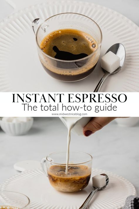 When you know how to make instant espresso you can enjoy your favorite coffee drinks without a bulky or expensive espresso machine. Stir up a shot of bold espresso using instant coffee powder and hot water in a snap. Instant Coffee Espresso, Nestle Blonde Espresso Recipe, Espresso With Instant Coffee, Hot Instant Coffee Recipes, Expresso Coffee Recipe How To Make, At Home Hot Coffee Recipes, Instant Espresso Drinks, Espresso Coffee Recipes At Home, Nespresso Blonde Instant Coffee Recipes