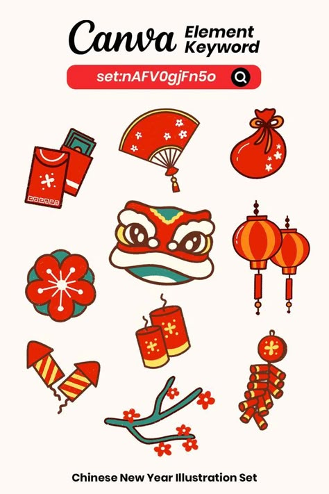 Chinese New Year Canva Element Keyword womans Happy China, Canva Free Elements, Mind Map Design, New Years Cookies, Chinese New Year Dragon, Chinese New Year Design, New Year Illustration, Chinese Element, New Year Art