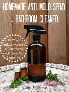 Homemade Anti Mold Spray & Bathroom Cleaner + 10 Ways to Reduce Moisture in Your Home and Clean Your Indoor Air | Recipes to Nourish Natural Bathroom Cleaner, Diy Bathroom Cleaner, Diy Cleaner, Mold Spray, Clean Baking Pans, Cleaner Recipes, Deep Cleaning Tips, Homemade Cleaning Products, Natural Cleaners