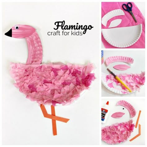 Pink Flamingo Craft, Flamingo Craft, Teen Crafts, Paper Plate Crafts For Kids, Tissue Paper Crafts, Arts And Crafts For Teens, Diy Crafts For Teens, Pink Crafts, Abc Activities