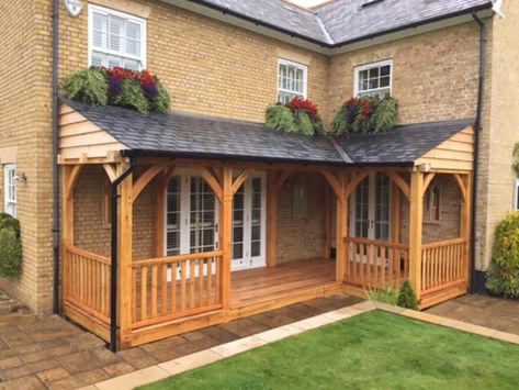 Corner Porch, Porch Extension, Timber Frame Porch, Lean To Roof, Porch Kits, Porch Styles, Cottage Porch, Porch Addition, Porch Uk