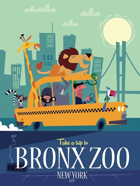 Zoo Poster, Bronx Zoo, Blue Art Prints, Poster Retro, Blue Canvas, Jungle Animals, Blue Art, Art And Technology, Bronx