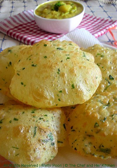 THE CHEF and HER KITCHEN: Methi Poori and Potato Masala...a Classic Combo!! Garlic Paratha, Potato Masala, Methi Recipes, Puri Recipes, Breakfast Recipes Indian, Paratha Recipes, Chaat Recipe, Indian Cooking Recipes, Vegetarian Snacks Recipes