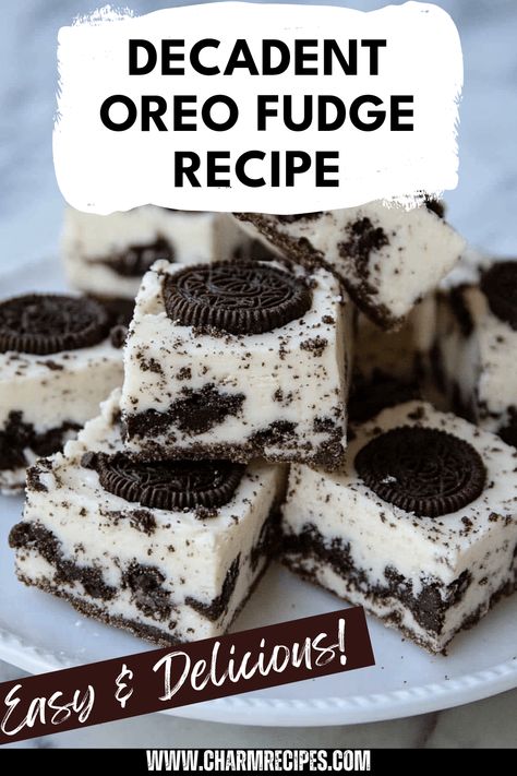 Discover how to make this easy OREO fudge, a deliciously rich and creamy dessert that combines chocolate and crushed OREO cookies. Perfect for parties, gifts, or a treat to satisfy your sweet tooth, our OREO fudge comes together with minimal effort. Just a few ingredients and steps will give you this irresistible dessert everyone will love. Whether it's for a birthday or a cozy night in, this creamy concoction will surely impress. Get ready to dive into a world of chocolatey goodness with this homemade OREO fudge recipe! Oreo Whip Cream Dessert, White Chocolate Oreo Fudge, Easy Oreo Fudge, Recipes Using Oreo Cookies, Oreo Fudge Recipe Condensed Milk, Oreo Cookie Fudge, Easy Oreo Desserts, Caramel Apple Jam Recipe, Oreo Cream Filling