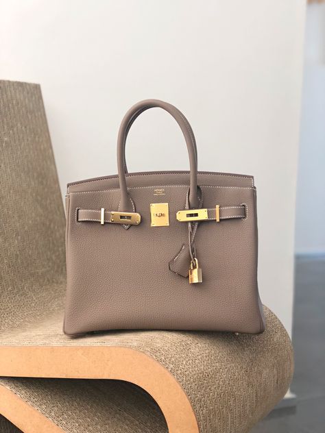 Hermes Birkin 30 Etoupe Gold Hardware Simple Purses, Birkin 30 Etoupe, Fall Purses, Handbags Big, Affordable Purses, Handbags Uk, Cheap Purses, Birkin 30, Perfect Handbag