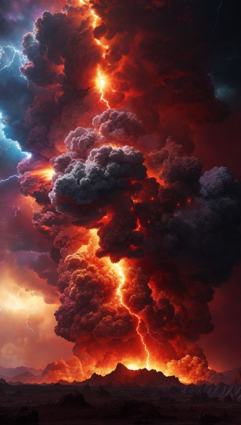 Armageddon in gruesome colours, with the sun collapsing and the earth erupting, destroying everything, with a galaxy in the distance. Armageddon Art, Destroyed World, Plexiglass Art, Tornado Pictures, Lightning Art, Scorched Earth, Roof Structure, Amazing Nature Photos, Cool Wallpapers Art