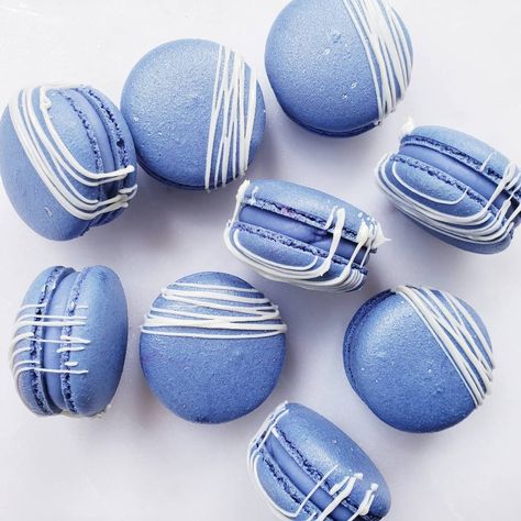 Navy Macarons, Blue Macrons, Blue Maccarone, White And Blue Macarons, Blue Macaron Tower, Blue Macarons, White Chocolate Ganache, Elegant Birthday Cakes, Spring Cookies