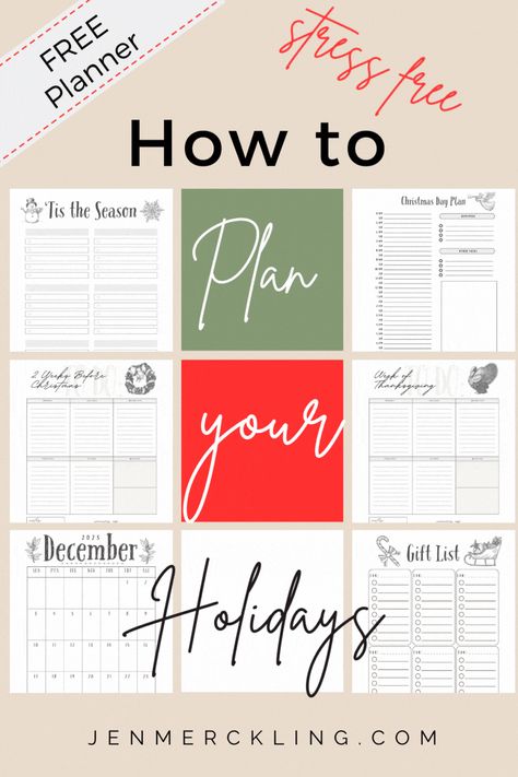 Free Christmas Planner Printables ( 5 Top Planning Tips) | Jen Merckling Holiday Planning Printables, Free Christmas Planner Printables, Christmas Planner Printables Free, Christmas Baking Planner Printable Free, Xmas Planner Free Printables, Christmas Planner Free, Christmas Planning Printables, Homeschool Christmas, Christmas Planner Printables