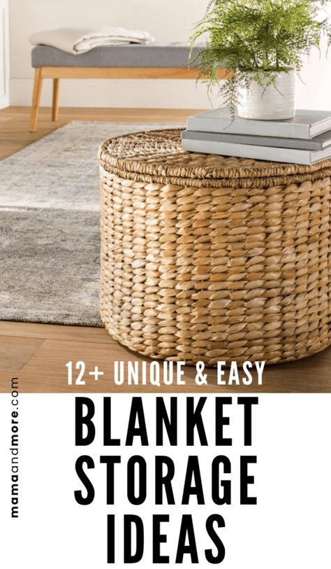 Basket With Blankets Living Rooms, Basket For Blankets Living Rooms, Blanket Storage Living Room, Blanket Storage Ideas, Organizing Blankets, Baskets For Blankets, Diy Throw Blankets, Minimalist Blankets, Family Room Storage