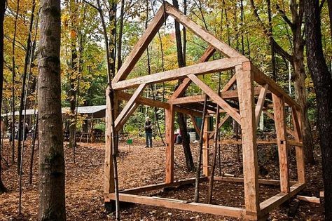 Timber Frame Tiny House, Timber Frame Shed Plans, Timber Frame Cabin Plans, Tiny Timber Frame, Timber Frame Home Plans, Timber Frame Plans, Timber Frame Cabin, Utility Sheds, Small Cabins