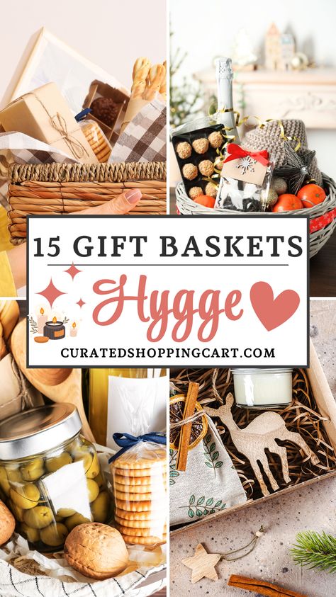 Check out 15 hygge gift baskets to create the perfect cozy winter experience for your loved ones.Each basket is packed with comforting items ideal for making the colder months more enjoyable. Whether you’re gifting for the holidays, winter birthdays, or creating a hygge-inspired home, these baskets are the perfect way to bring warmth & comfort to any space. Hygge winter gift ideas, cozy presents, Christmas gift baskets, winter gift baskets, hygge-themed holiday gifts, thoughtful gifts for winter Gift Baskets With Throw Blankets, Hygge Box Ideas, Hygge Gift Ideas, Hygge Basket, Granola Gift Basket, Hygge Party, Granola Gift, Gift Baskets Ideas, Winter Gift Basket