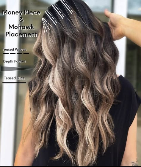 Hair Color Placement, Balayage Hair Tutorial, Blonde Highlights On Dark Hair, Fall Blonde Hair, Creative Hair Color, Hair Color Formulas, How To Lighten Hair, Hair Techniques, Hair Color Techniques