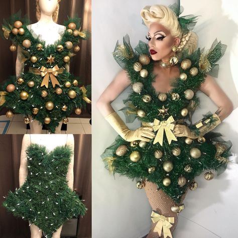 Christmas Couture Fashion, Christmas Theme Costumes, Christmas Ornament Costume, Christmas Fairy Costume, Christmas Party Costume Ideas, Christmas Tree Costume Diy, Christmas Costume Ideas, Diy Christmas Costumes, Ugly Christmas Sweater Diy Funny