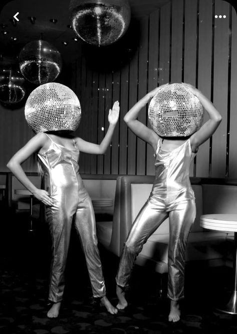 Disco Ball Head, Mirrorball Poster, Girly Dorm Room, Black And White Luxury, Girly Dorm, Studio 54 Party, New Year Photoshoot, Disco Aesthetic, 70s Print