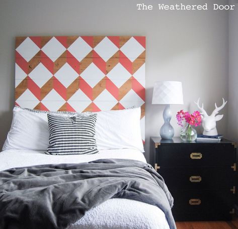 Calling all Type B people - you might want to do these immediately! Wood Headboard Diy, Painted Wood Headboard, Geometric Headboard, Headboard Tutorial, Boho Apartment, Headboard Diy, Teen Girl Bedroom, Diy Headboards, Diy Headboard