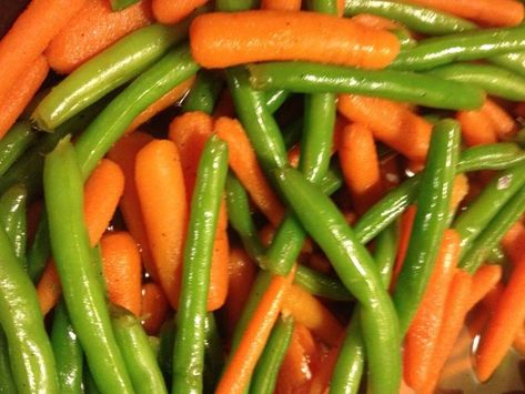 Glazed Carrots and Green Beans - addicted to recipes Glazed Carrots And Green Beans, Carrots Green Beans, Green Beans Carrots Recipe, Carrot Green Bean Recipes, Green Bean And Carrot Recipes, Crockpot Green Beans And Carrots, Carrots And Green Beans Side Dishes, Green Beans And Carrots, Green Beans And Carrots Recipes