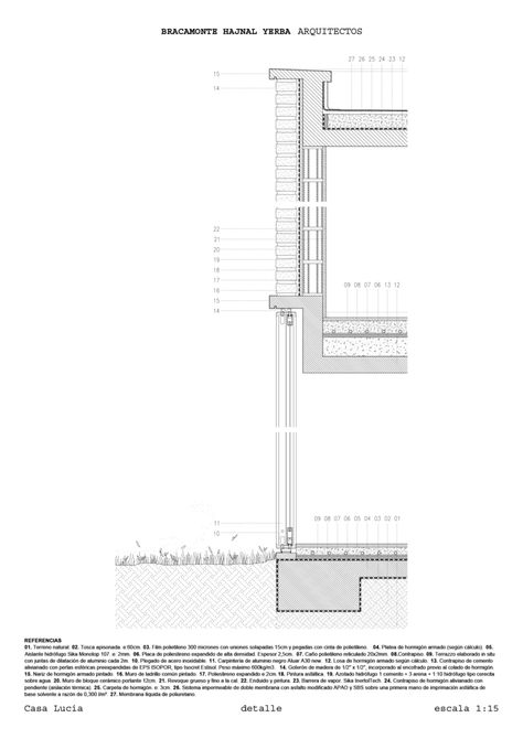 Gallery of Lucia House / BHY arquitectos - 23 Concrete Home, Concrete Structure, Roof Detail, Architecture Project, Concrete Floors, Brick Wall, Autocad, Architecture Details, Windows And Doors