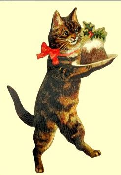 Figgy Pudding Recipe, Yule Cat, Mark Hearld, Cat Christmas Cards, Figgy Pudding, Paper Wreath, Hanging Christmas Tree, Red Thread, Chocolate Chocolate