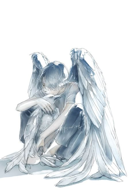 Wings Drawing, Ange Demon, Wings Art, 캐릭터 드로잉, 판타지 아트, 영감을 주는 캐릭터, Anime Angel, Boy Art, An Angel