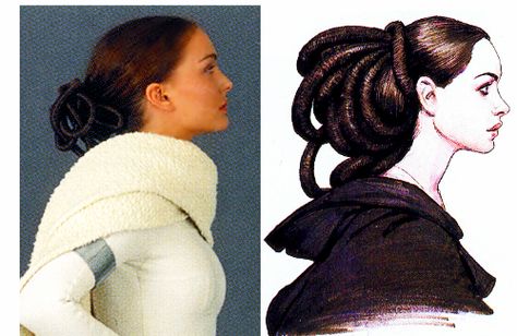 Concept vs. Reality: Padme Amidala’s headdresses and hairstyles in Attack of the Clones - Ian McCaig Padme Outfits, Padme Cosplay, Iain Mccaig, Natalie Portman Star Wars, Star Wars Padme Amidala, Padmé Amidala, Star Wars Planets, Star Wars Padme, Watercolor Eyes