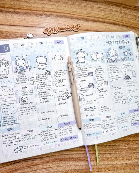 Somehow sharing my weekly pages feels more personal than my daily journal pages. 📜 @hobonichi_global Hobonichi cousin planner Daily @plan4happy and weekly @stickersanddoodles stickers #planning #journals #hobonichi #hobonichitecho #hobonichicousin #hobonichiavec #plannerstickers #plannerspread #planneraddict #bulletjournal #bujo #journaling #journal #planner #handwriting #bulletjournaling #calligraphy #lettering #plannercommunity #fillednotebooks Hobonichi My 100 Ideas, Hobonichi Daily Pages, Planner Handwriting, Bujo Journaling, Hobonichi A6, Aesthetic Journaling, Hobonichi Planner, Hobonichi Cousin, Hobonichi Techo