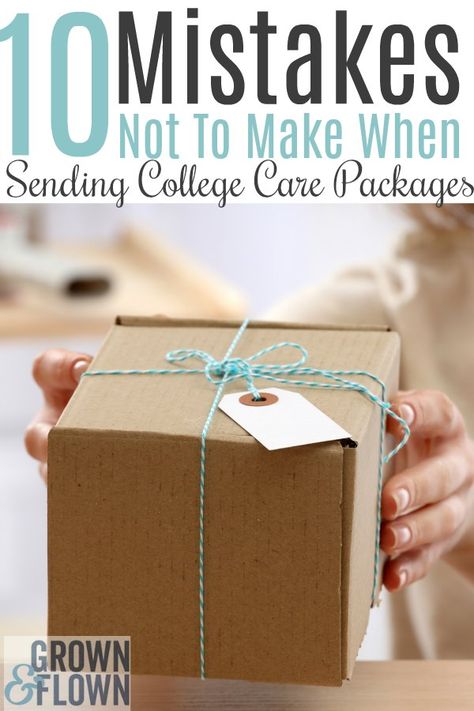 It's fun to send college care packages to your teen or young adult, but there are some dos and don'ts to make it a care package they'll love. Make sure not to make these 10 mistakes. #carepackageideas #carepackages #grownandflown #emptynest #collegelife #collegekids #college Freshman Care Package College, Care Package Party College Students, College Care Package Party Ideas, Best College Care Package Ideas, College Care Package Party, Care Package For College Girl, What To Put In A Care Package, College Care Packages For Daughter, College Student Care Package Ideas