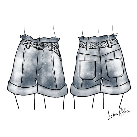 Jean Shorts Drawing, Shorts Sketch, Shorts Jeans, Sewing Ideas, Moda Fashion, Jeans Shorts, Drawing Ideas, Jean Shorts, Fashion Blogger