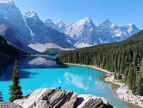 Heart of the Rockies: The stunning Lake Louise (above) is located in Banff National Park. Moraine Lake is quieter and just as beautiful Places In Usa, World Most Beautiful Place, Places In Europe, Beautiful Places On Earth, Places In The World, Beautiful Places Nature, Most Beautiful Cities, Beautiful Places In The World, Alam Yang Indah