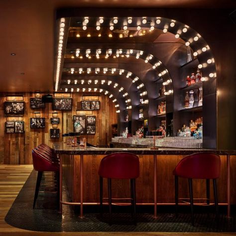 CATCH Steak - Rockwell Group Marquee Lighting, Hotel Restaurant Design, Lighting Restaurant, Rockwell Group, Lattice Wall, Secret Bar, Bar Interior Design, Meatpacking District, Downtown New York