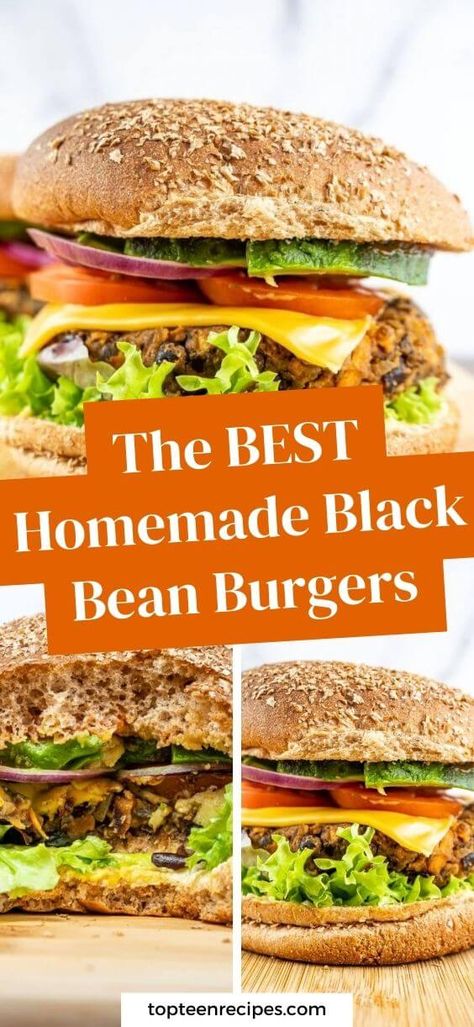 The BEST Homemade Black Bean Burgers - Top Recipes Black Bean Burgers Recipe, Blackbeans Burgers Recipe, Blackbeans Burgers, Homemade Black Bean Burgers, Burger Homemade, Bean Burger Recipe, Pregnancy Meals, Black Bean Burger Recipe, Meatless Burgers