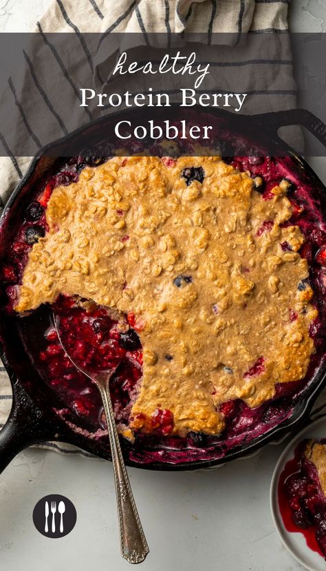 Breakfast Cobbler Healthy, Healthy Cobbler Recipes, Protein Cobbler, Vegan Blackberry Cobbler, Breakfast Cobbler, Fwtfl Recipes, Gluten Free Cobbler, High Protein Fruit, Healthyish Recipes