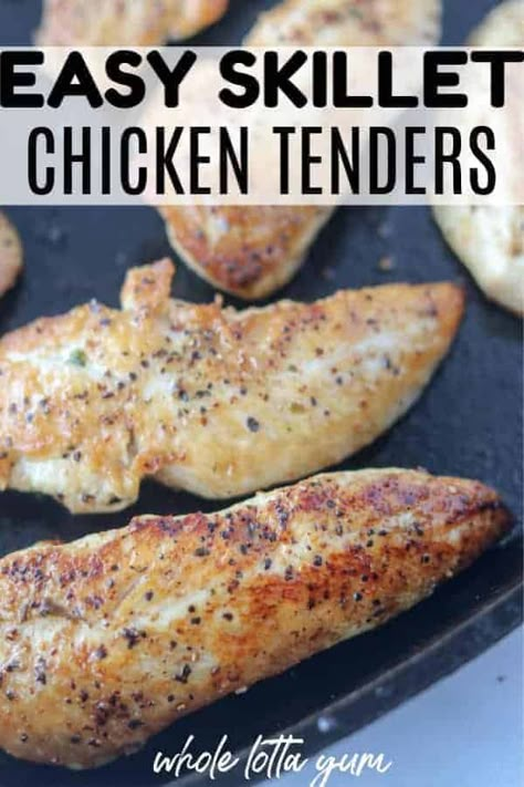 Pan Fried Chicken Tenders (No Breading) Quick Easy Chicken Tender Recipes, Chicken In Skillet How To Cook, Cooking Chicken In A Skillet, Chicken Tenders Skillet Easy Recipes, Stovetop Chicken Tenders, How To Cook Chicken Tenders On Stove, Saute Chicken Tenders, Chicken Tenders In Skillet, Healthy Pan Fried Chicken