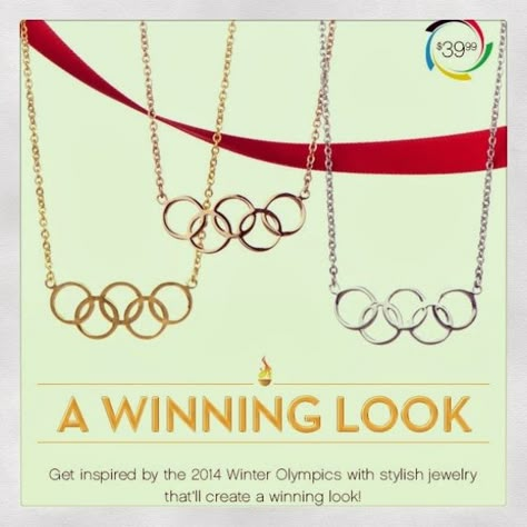 #Olympic rings #necklace for #Sochi 2014 from @Emitations Jewelry www.thestyleref.com Olympic Necklace, Olympic Jewelry, Novel Aesthetic, Encouraging Phrases, Olympic Rings, Winter Inspired, Tag Ideas, Jewelry Aesthetic, Rings Necklace