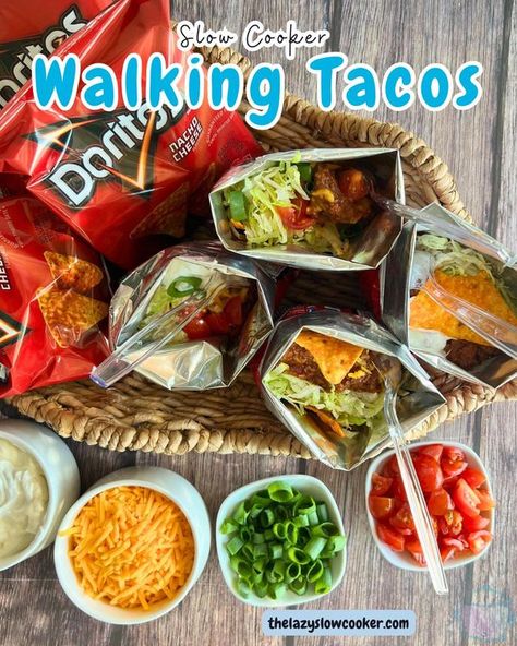 Easy Slow Cooker Recipes | 🌮 Walking tacos are the perfect on-the-move dish | Facebook Frito Bandito Recipe, Frito Bandito, Happy Money Saver, Camping Food Make Ahead, Whole30 Meal Prep, Happy Money, Frito Pie, Walking Tacos, Camping Snacks