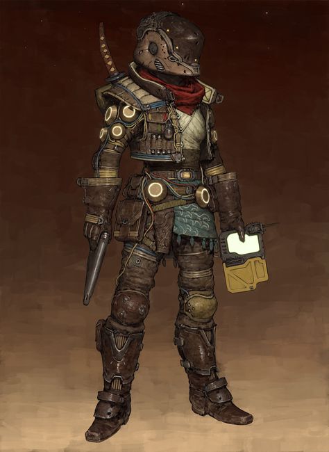 Bounty Hunter, Ariel Perez on ArtStation at https://www.artstation.com/artwork/e0Ry5G #artstation #art #artwork #digitalart #painting Desert Warrior, Sci Fi Character Art, Space Western, Sci-fi Armor, Bounty Hunters, Space Fantasy, Star Wars Rpg, Arte Cyberpunk, Cyberpunk Character