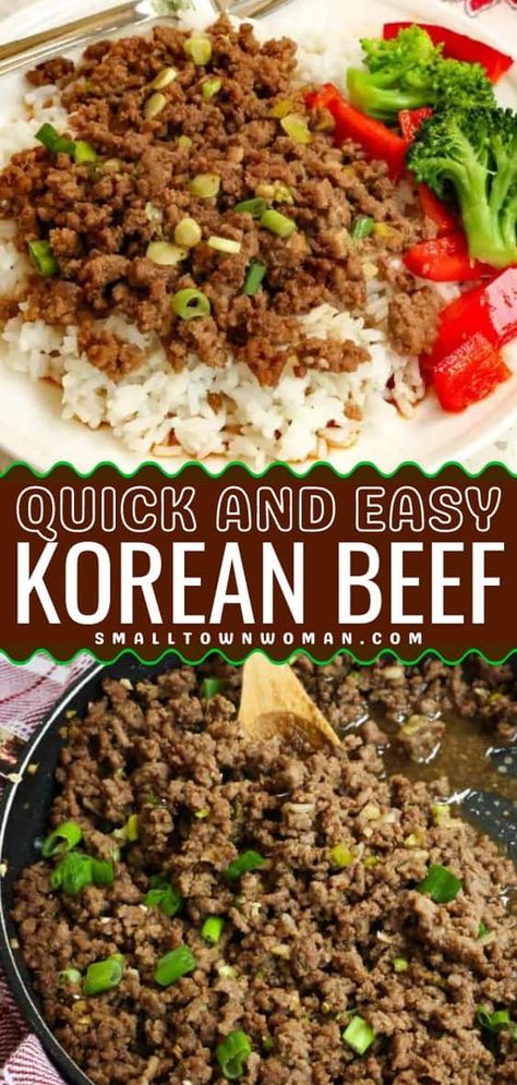 A quick dinner idea featuring Korean ground beef! Served with rice and broccoli, this Korean beef bowl is delicious and satisfying. Save this easy Korean Beef recipe for a simple meal under 30 minutes! Easy Korean Beef Bowl, Easy Korean Beef Recipe, Ground Beef And Rice Recipes, Korean Beef And Rice, Korean Beef Recipe, Easy Korean Beef, Spicy Korean Beef, Korean Beef Recipes, Beef Appetizers