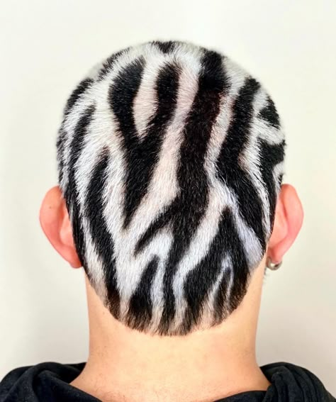 Hair TV / Tools / Party on Instagram: “Buzz cuts forever 👏💥 killer artistry by @hairbyspacejunkee ・・・ ZEBRA 🦓🖤 . . . . . #menshair #menshaircolor #hairstyle #mensfade…” Bleached Hair Men, Shaved Head Designs, Cool Hair Designs, Hair Colour Design, Dyed Hair Men, Shaved Hair Designs, Buzzed Hair, Buzz Cuts, Mens Hair Colour